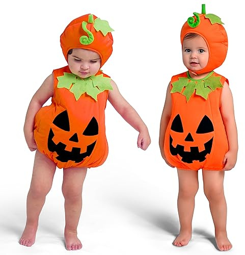 Spooktacular Creations babypumpadräkt, söt pumpa-outfit, orange ärmlös halloweenkostym för klänningsfest (3 till 4 år)