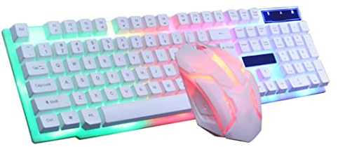 Ensemble de Clavier et de Souris de Jeu, Pack de rétroéclairage LED Filaire pour Les utilisateurs de Joueurs PC GTX300, Blanc