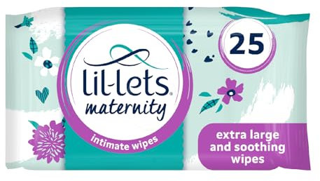 Lil-Lets Maternity Intimate Wipes, 1 Pack of 25 Wipes (25 Count), Extra Large, Biodegradable Wipes, for Pre & Post Birth, Dermatologically & Gynaecologically Tested