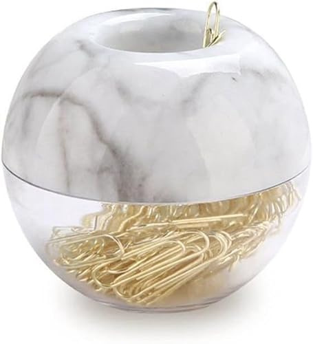 Roundsky Gold Bueroklammern in Eleganten Magnetischen Marmor Clip Halter, 28mm, 100 Clips