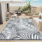 Enyhom Alfombras de Exterior Grandes para jardín, Impermeables, 180 x 270 cm, Reversibles, de plástico, portátil, Plegable, para Picnic, Caravana, Patio, terraza, Camping, Color Hoja Gris