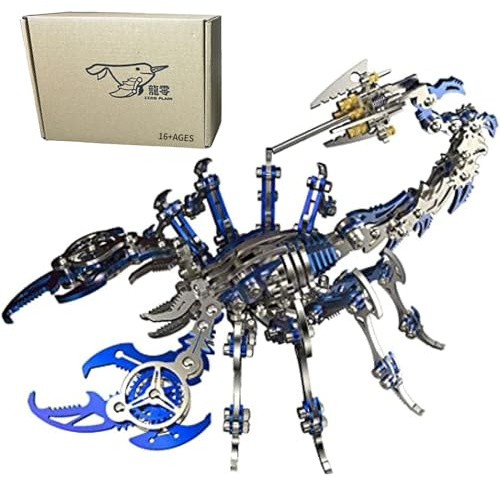 Tirff 3D-Puzzle aus Metall, 3D-Puzzle aus Metall, Laserschnitt, Modell König Skorpion, Konstruktionsspielzeug für Kinder und Erwachsene, 454 Teile (blau)