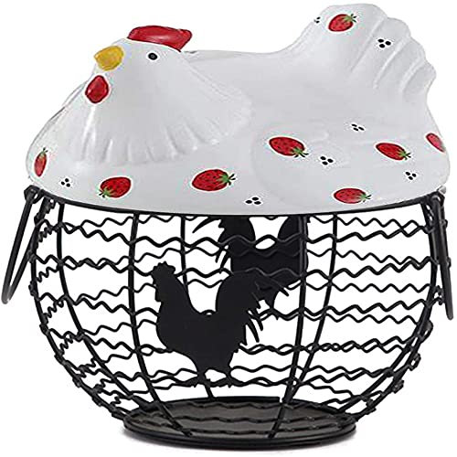 YZJSSL Eier-Aufbewahrungskorb, Kreativer Keramik-Hühner-Ei-Lagerregal, Snack-Obst-Sammlungs-Korb-Korb-Küchen-Dekoration