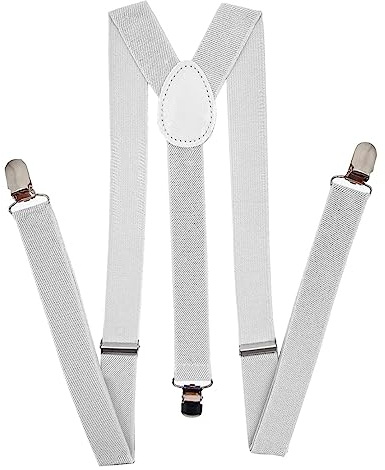 Mini Mart Online Limited Boys Unisex 60cm Braces Suspenders - White