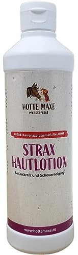 RL24 Hotte Maxe - Strax Hautlotion für Pferde – 1 x 500 ml Flasche | Ohne ätherische Öle – Mähnenliquid bei Mähnen- & Schweifscheuern – bei Juckreiz & Sommerekzem – Pferdepflege