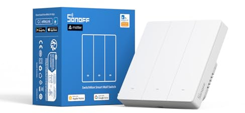 SONOFF Smart WLAN Wandschalter, Intelligent WiFi Lichtschalter,M5 Matter 3 Gang vom Typ 86 mit Timing, Sprachsteuerung, kompatibel mit Matter & Alexa & Google Home (Neutralleiter erforderlich)