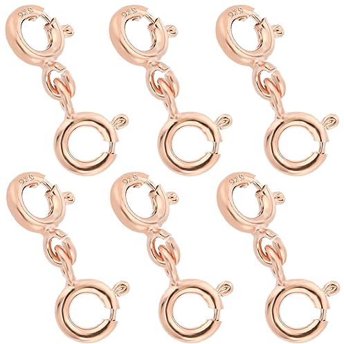 SUNNYCLUE 1 Box 6 Halsketten Karabinerverschlüsse 925 doppelt Öffnende Karabinerverschlüsse Aus Sterlingsilber Roségold Karabinerverschluss Verlängerungen (10) cm Kleine Verkürzungsarmbänder Verlänge