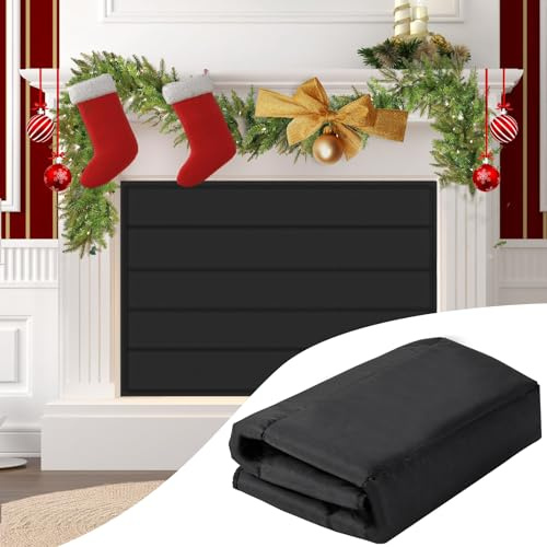 UQM Fireplace Cover, Magnetic Fireplace Blocker Blanket Stops Heat Loss, Indoor Fireplace Draft Stopper Save Energy, Magnetic Fireplace Draft Cover for Iron Fireplace Frame