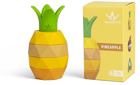 Virgil & Violette - Montessori Spielzeug ab 1 Jahr, BPA-freies Silikon Leichte Reinigung, Motorikspielzeug Pädagogisches, Stapelbarer Ananas mit 5 Teilen, Babygeschenk