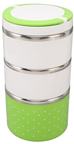 Bento Box, Lonchera De Acero Inoxidable, 3 Niveles, Apilables, Con Asa Portátil A Prueba De Fugas, Para La Escuela, Cenar, Salir, Trabajar, Picnic(Verde)