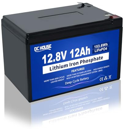 DCHOUSE 12V 12Ah Ride On Toys LiFePO4 Lithium Battery Kit with Wire Harness Connector & DC Port, 5000+ Cycles Rechargeable Battery with 15A BMS for Power Wheels, Kayak, Fish Finder, Mobility Scooter