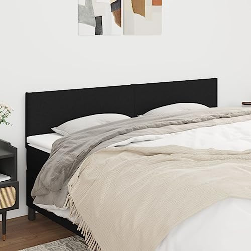 CKioict Betthaupt Wandkissen Bett Bettkopfteil Schlafzimmer Kopfteile 2 STK. Schwarz 90x5x78/88 cm StoffGeeignet für Schlafzimmer, Gästezimmer, Schlafsaal