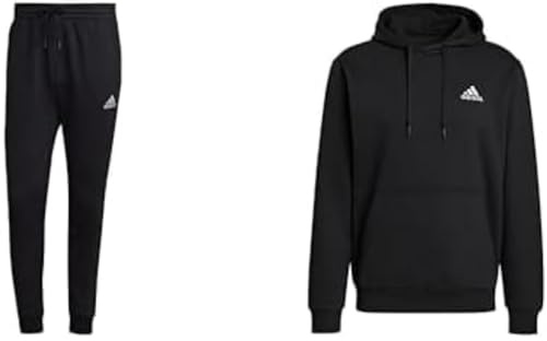 adidas Uomo ESSENTIALS FLEECE HOODIE AND FLEECE REGULAR TAPERED PANTS