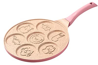 TOPBATHY 7holes Non-Stick Pancake Pan Animal Design Multifunctional Omelette Frying Pan Griddle for Boys and Girls