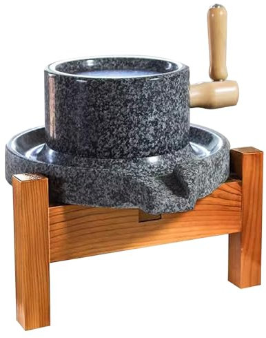 ENHEN Getreidemühle Alte Handmühlen -Ornamente zum Nassen Mahlen, Gewürze/Gerste/Tee/Kräuter/Pulvermühle Pulverizer, Steinfräsenverzierungen mit Holzrahmen