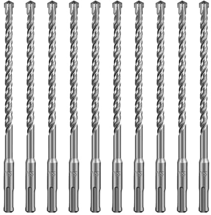 SALI SDS Plus Set de forets 8x210mm 10 pces Set de forets à marteau Foret à béton avec 4 pointes en métal dur Perçage précis & ; rapide dans le béton Accessoires Marteau perforateur Foret