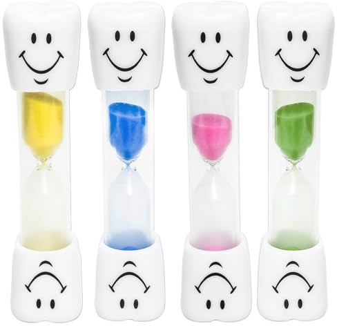 GMHLLES Kids Toothbrush Timer, 4 Pcs 2-Minute Smile Hourglass Timer for Maintaining Oral Hygiene, Perfect for Children's Day Gift