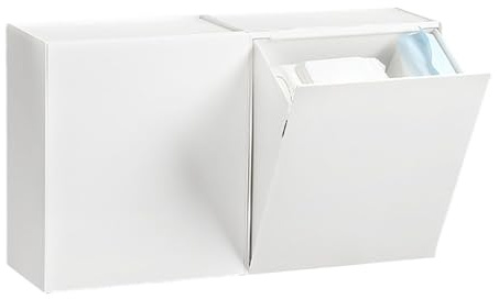 NOENNULL Caja de Almacenamiento Montada en la Pared Tapa Abatible Diseño Ahorro de Espacio Gran Capacidad Caja de Organizador de Almacenamiento Montada en la Pared para Tejido de Algodón