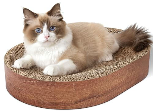 ComSaf Cat Scratching Board - Cat Scratcher Bed for Indoor Cats, Corrugated Cardboard Cat Scratch Pad, Durable Oval Cat Scratcher Bed Bowl for Kitten, Furniture Protector