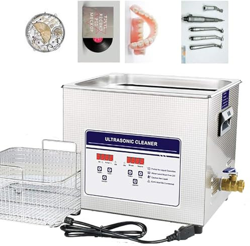 LNNLOO Ultrasonic Cleaner 15L, with Digital Heater/Timer, Digital Display, 304 Stainless Steel / 1.1mm Thick, For Laboratory Commercial(330 * 300 * 150mm Inner Groove),15L