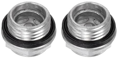 QUARKZMAN 2Pz Vetro Spia Olio Compressore Aria 16 x 1.5mm Filettatura Maschio Indicatore Plastica Livello Vista Liquido Lega Alluminio Testa Esagonale Finestra con O-Ring Raccordi, Argento