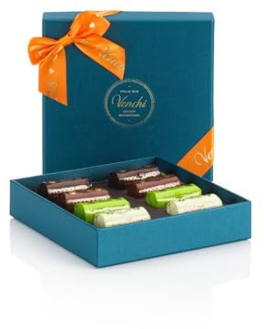 Venchi - Collezione Murrine - Cofanetto Blu con Cioccolatini Lingottini Assortiti, 117 g - Con Nocciola Piemonte IGP - Senza Glutine - Idea Regalo