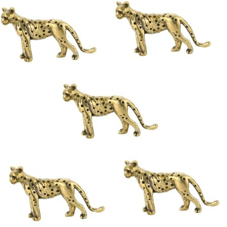 Cabilock Tierfigur Gepard 5st Gepard-Ornamente Aus Messing Geparden-skulptur Statue Mini- Exquisites Gepardendekor Tischdekoration Vintage- Mini- Leopard-skulptur Reichtum Skulptur Golden