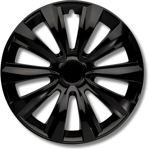 Kuglo Deltanos Radkappen 16 Zoll Schwarz, 4er-Set für Stahlfelgen | Schlagfester, witterungsbeständiger Kunststoff mit Metallspannring und werkzeugloser Clip-Montage