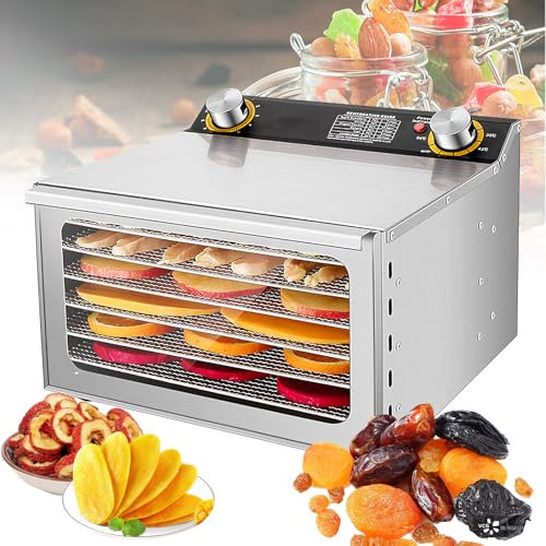400W Dehydrator Machine,6/8 Layer Meat Drying Machine, 30-90°C Freeze Drier for Home with Removable Trays,12 H Timer, Overload Protection, for Drying Fruit, Meat, Vegetable, Jerky，Pet Treat 6-Tier