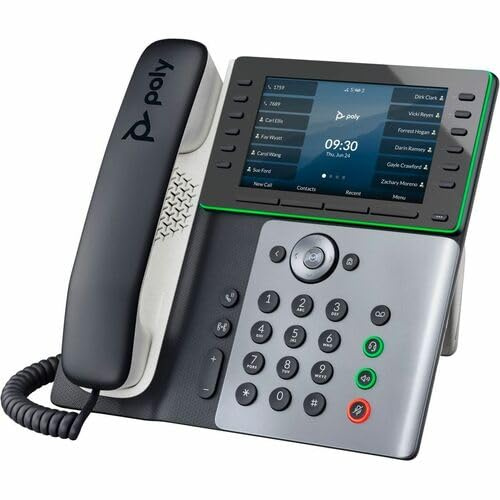 Poly Edge E550 IP Phone - Corded - Corded - NFC, Wi-Fi, Bluetooth - Desktop - VoIP - IEEE 802.11a/b/g/n - 2 x Network (RJ-45) - PoE Ports (Renewed)