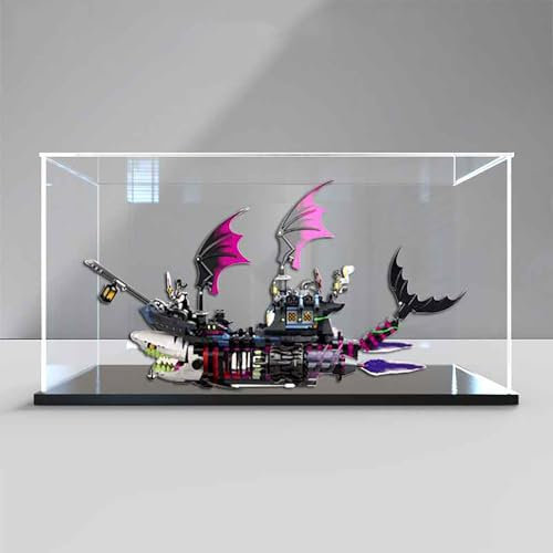 Acryl-Vitrine für Le·Go 71469 Shark Boat, staubdichte Box, Aufbewahrungsbox, transparente Box, Displaybox,(nur Vitrine), Größe: 60 x 30 x 35 cm (2mm)