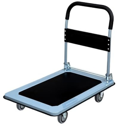Carrello da trasporto Carrello a pianale Carrello pieghevole Movimentazione di magazzino Traino Consegna espressa Carrello a quattro ruote in acciaio addensato Carrellino con pianale(Piccolo)