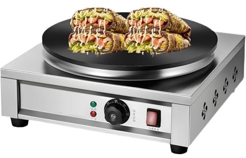 Pveanns Crêpière Commerciale, Plaque chauffante électrique antiadhésive de 2000 W, Facile à Nettoyer, antiadhésive, température réglable pour œufs, crêpes, omelettes et quesadillas