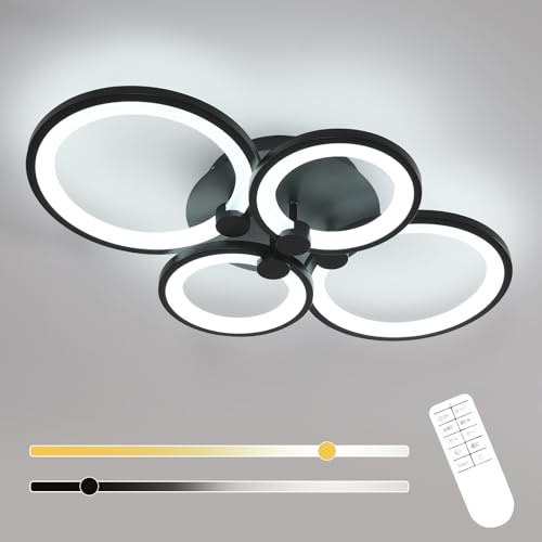 Comely 42W 4700LM Plafon LED Techo Regulable, Moderno Lampara de Techo con Mando a Distancia 3000K-6500K, Luz de Techo Redonda para Dormitorio Salon Comedor Pasillo, Negro
