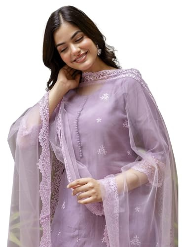 TRENDMALLS Pantalon Kurta en soie brodée pour femme avec Dupatta Salwar
