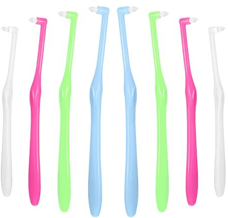 LIQWEI 8 Stück Tuft Zahnbürste, Einbüschelbürste Getuftet Bürste Einbüschelzahnbürste Weich Büschelzahnbürste Tuft Toothbrush für kieferorthopädische Zahnspangen und Brücken Detail Reinigung
