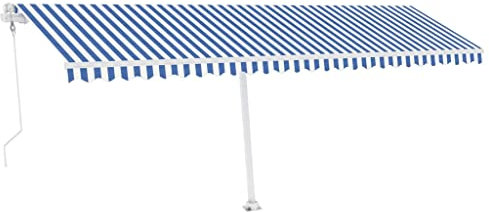 Standmarkise Automatisch 600x300 cm Blau/Weiß Pulverbeschichtetes Aluminium & 100% Polyestergewebe mit PU Beschichtung Perfekter Sonnenschutz für Garten und Terrasse Witterungsbeständig und Langlebig