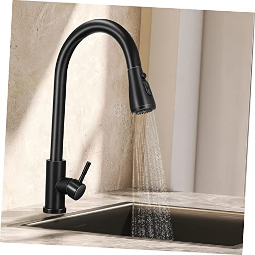 Veemoon Miscelatore per Rubinetto da Cucina in Lega 304 Acciaio Inox con Getto lungo Girevole 360° Estrattile per Cucina Bagno Lavanderia Set Completo con Tubo 60 Cm
