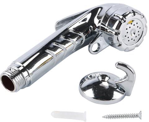 Fasizi Pommeau de Douche ABS 1/2 Pouce, douchette à Main à Bouton-Poussoir, Douche de Camping chromée, Douche de Salle de Bain, Bateau avec Bouton Marche/arrêt