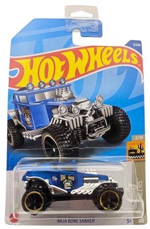 Hot Wheels Baja Bone Shaker, Blue Diecast Car, Collector Card 2/10