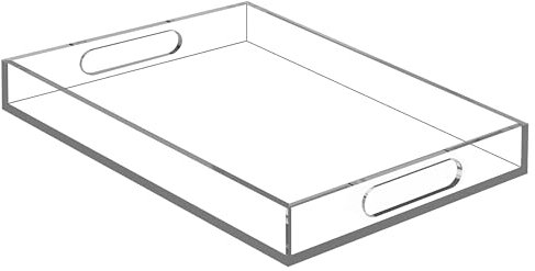 Large Acrylic Tray 16.3'' x 11.4'' Leak Proof Clear for Breakfast in Bed, Kitchen, Bathroom Organization and Party Service - Multi-Purpose Modern Serving Tray Very Simple and Stylish