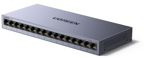 UGREEN 16 port Network Switch,High-speed Gigabit Ethernet Splitter,Metal Case,Desktop & Wall-Mounting Ethernet Switch Hub,Plug & Play LAN Switch for TV/Laptop/Switch/Router/Monitor