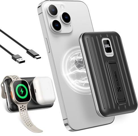 Coolreall Powerbank 10000mAh, PD 22.5W USB-A & 20W USB-C Wireless Power Bank Magnético con Pantalla LED, Slim Battery Pack Compatible con iPhone 17 16 15 14 13 12