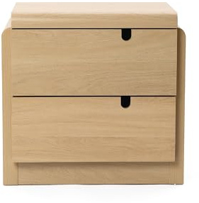 Hometopia MDF Nachttisch im modernen Design, Eichenfarben - Kompakter Nachtschrank mit 2 Schubladen fürs Schlafzimmer | 55x40x53 cm