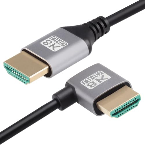 Pmqs Cable 2.1 HDMI 8K 2M, HDMI-Cable 48Gbps Ultra Alta Velocidad 4K 60Hz 3D 1080p HDR Dinámico HDCP, Cabo Antiinterferencias 90 Grados para PS5 PS4 Monitor HDTV TV PC Xbox