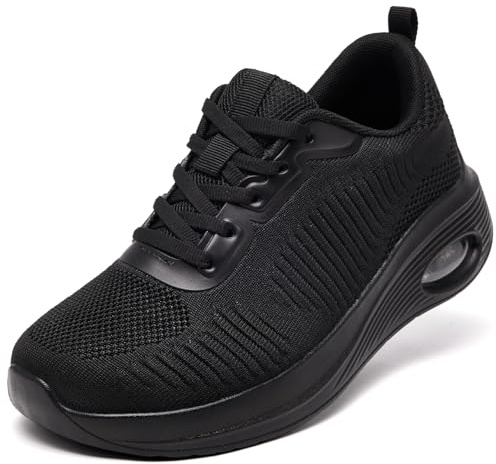 Wide Fit Trainers for Women Running Shoes Ladies Sneakers All Black UK 6