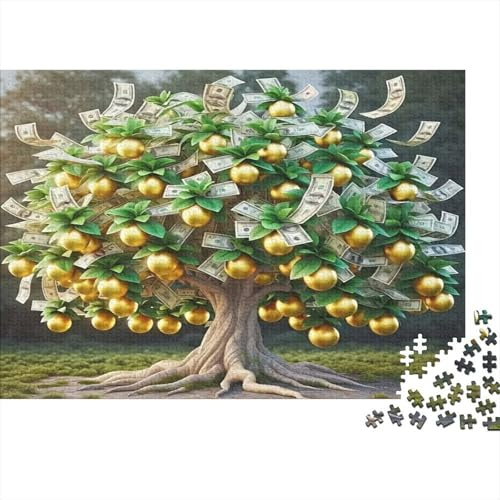 Money Tree Theme 1000 Piece Paper Jigsaw Puzzle for Adults Brain Training Home Decor Educational Money Tree Puzzle Gift 52x38cm/1000pcs