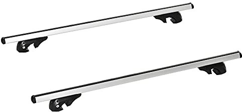 HOMCOM Barras de Techo Universales para Vehículos de Aluminio Bacas Portaequipajes Coche Automóvil Baca para Coche Universales con Cerradura Carga 75 kg 135 cm Plata