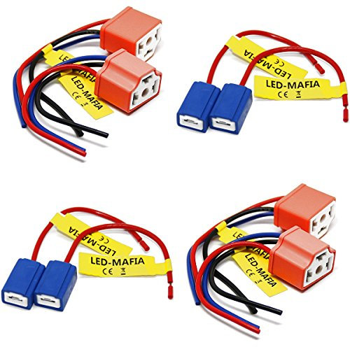 LED-Mafia 2X H1 H3 H4 LAMPENFASSUNG Halogen Lampen Fassung Keramik Stecker Kabel Sockel 2X H4