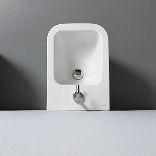 Kiamami Valentina - Bidet a Terra Serie Alimonta | Design Moderno | Ceramica di Alta Qualità | Adatto per Bagni con Pareti Sottili | Rubinetteria Non Inclusa